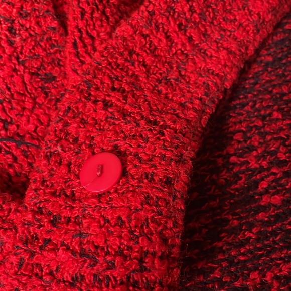 Vintage red acrylic open front knit cardigan - Picture 6 of 6